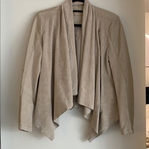 Blank NYC Suede & Leather Drape Front Jacket